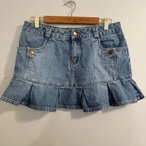 Mossimo Mossissue Y2K Vintage Low Rise Denim Pleated Mini Skirt